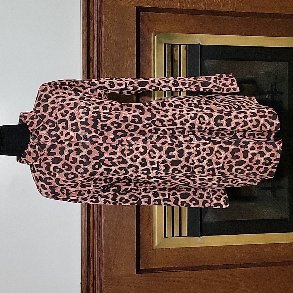 NWT Missguided Animal Leopard Print Oversized Button Up Shirt Dress Size 6